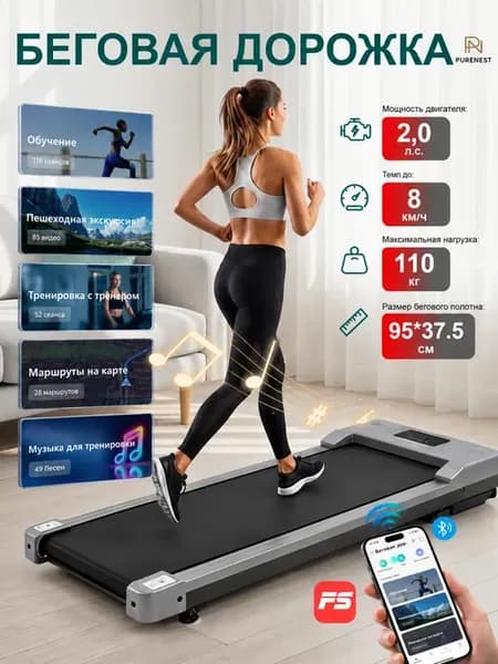 Беговая дорожка для дома электрическая 110 кг （APP),Плоская