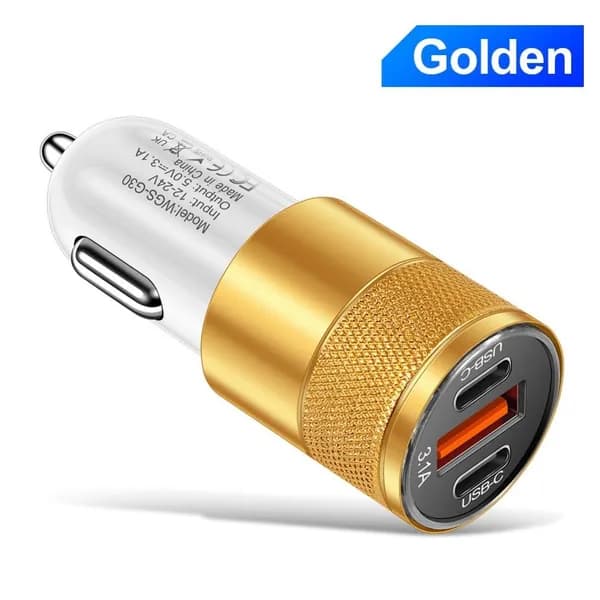 Автомобильное зарядное устройство USB-C PD 15W, алюминиевый корпус, компактный дизайн для смартфонов и планшетов