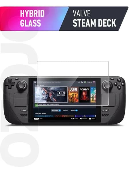 Защитное стекло на Valve Steam Deck (Стим Дек) на Экран, гибридное: пленка + стекловолокно, прозрачное силиконовая клеевая основа тонкое Hybrid Glass, Brozo