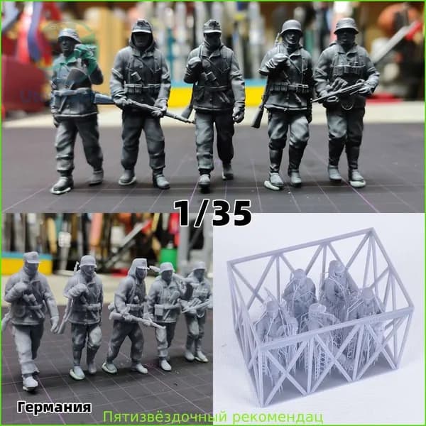 3Dпечать, фигурки солдат из смолы, немецкие модельнаборы, масштаб 1/35, неокрашенные, требуют самостоятельной сборки