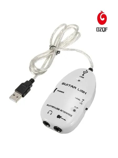 Адаптер для гитары 6,3 мм джек, USB -интерфейс для записи, воспроизведения и эффектов / кабель 1 м, выход для наушников