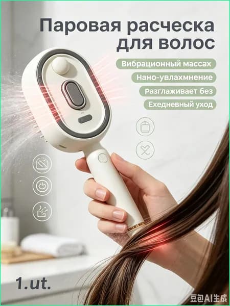 Паровая расческа для волос 2 в 1 с увлажнением и массажем антистатическая щетка для гладких волос без выдергивания, вибрационная для ежедневного ухода дома и в дороге