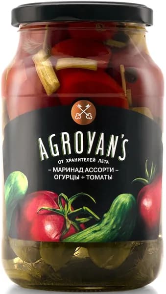 Ассорти маринованные огурцы и томаты Agroyan's, 1000 г