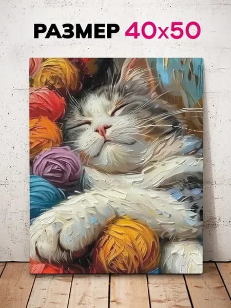 Картина на стену для дома Спящий Котик 40х50
