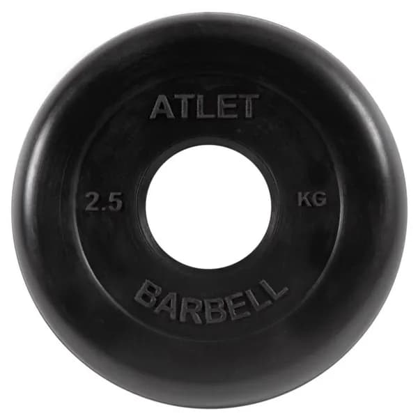 Диск обрезиненный MB Barbell Atlet черный 51 мм, 2,5 кг MB-AtletB51-2,5