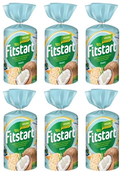 Fitstart Хлебцы рисовые Кокос, 100 г, 6 шт/