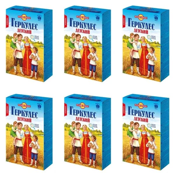 Русский Продукт Геркулес Детский, овсяные хлопья, 350 г, 6 уп в коробке