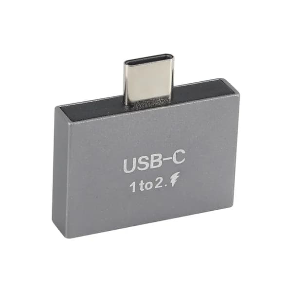 USB-C штекер на два гнезда, разветвитель-конвертер, удлинительный разъем для зарядного устройства PD, ПК, ноутбука.
