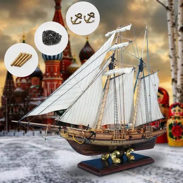 Модель парусного корабля (деревянная, детализированная) для интерьера/подарка/коллекции