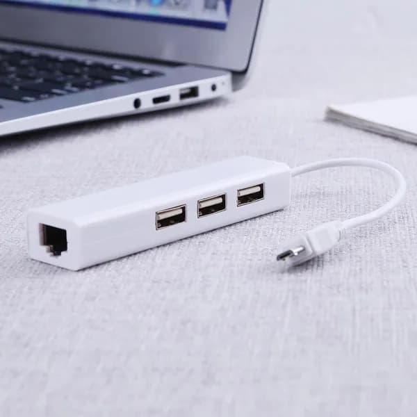 Кабель для интернет-соединения Micro-USB 2.0 Type-B/RJ-45, USB Type-A, 1 м, черный