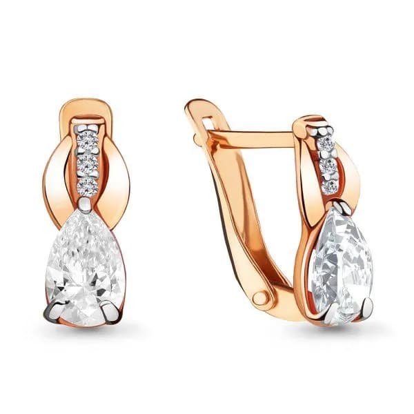 Серьги из красного золота 375 пробы с фианитами / 10*5 мм
