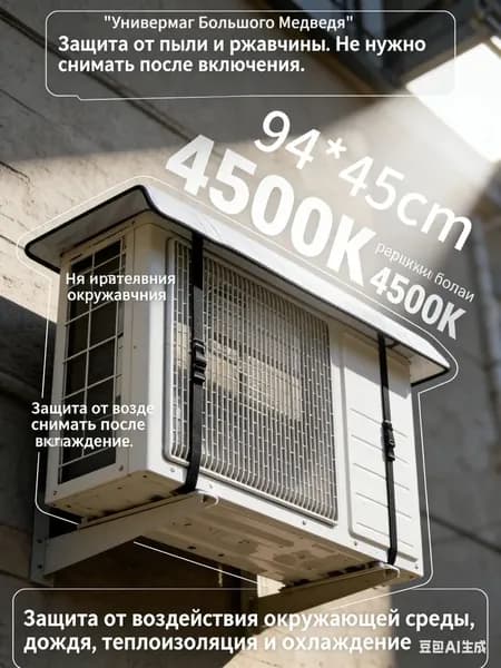 Козырёк для наружного блока кондиционера, защита от дождя, снега и солнца, 45*94 см, универсальный водоотталкивающий чехол
