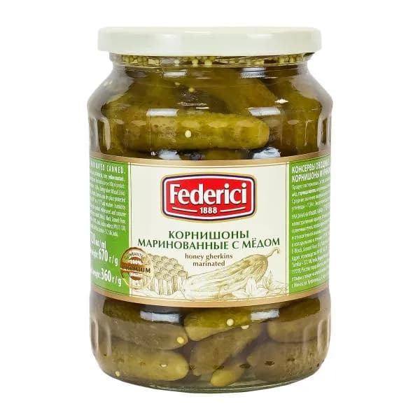 Корнишоны Federici маринованные с мёдом 670г