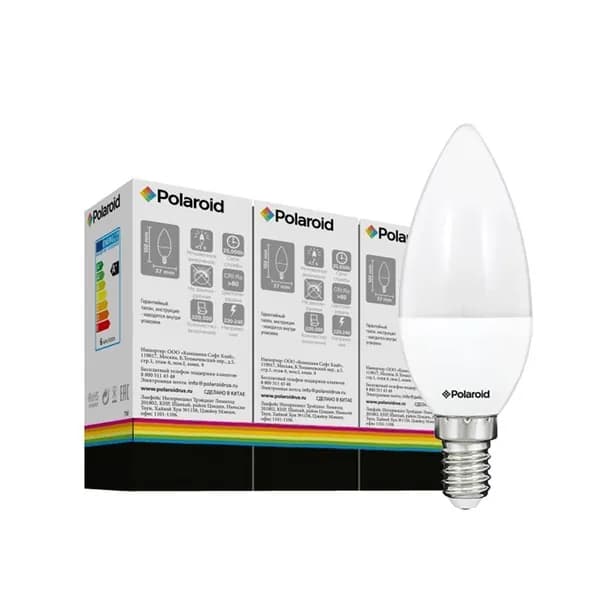 Светодиодная лампа Polaroid 220V C37 6W 6500K E14 490lm (3 шт.)