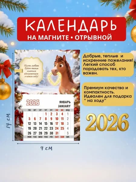 Календарь 2026 г., Магнитный