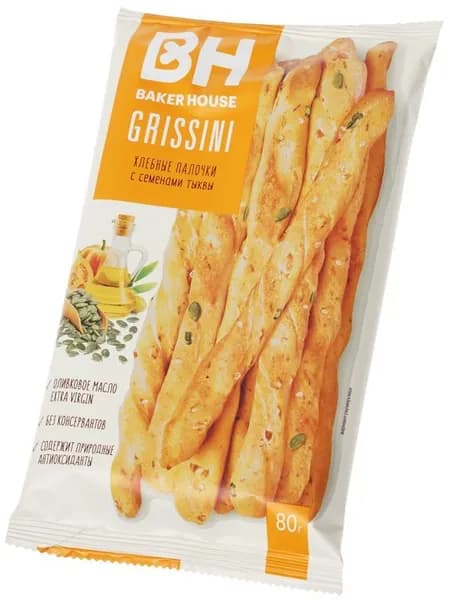Хлебные палочки Baker House Grissini с семенами тыквы 80г