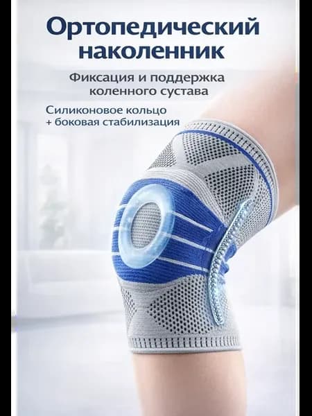 Наколенник ортопедический с силиконовым кольцом и фиксацией