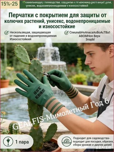 GEALFIS Перчатки садовые для обрезки роз защитные от проколов непромокаемые унисекс весна осень