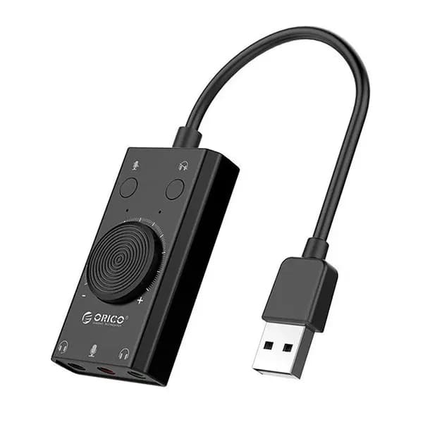 Orico SC2 Многофункциональная USB-внешняя звуковая карта с 2-x портами гарнитуры и 1 X Microfone Port и регулировкой громкости (черный)