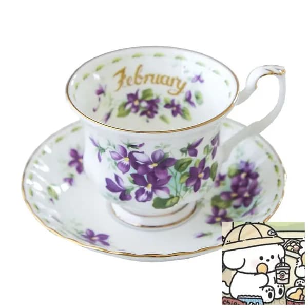 Чайная пара Royal Albert. Серия "Цветок месяца". Англия. Костяной фарфор. Клеймо 70-е гг. Сузуран в мае