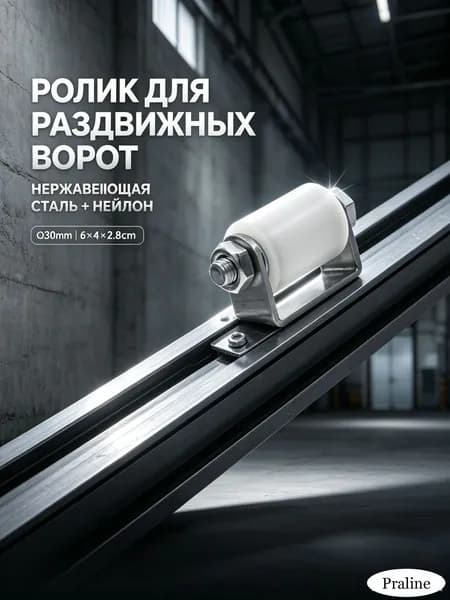 Ролик с направляющей из нержавеющей стали и нейлоновым колесом для раздвижных ворот