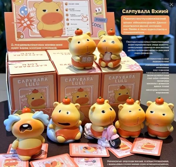 Блайнд-бокс Капибара Лулу, случайная фигурка, игрушка-капибара, коллекционная мини-фигурка для декора