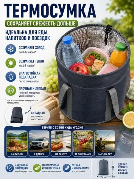 Термосумка для продуктов и напитков сумка холодильник