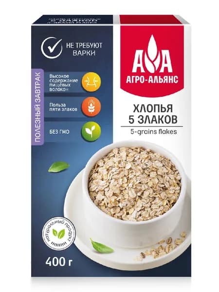 Хлопья 5 злаков Агро-Альянс 400 г