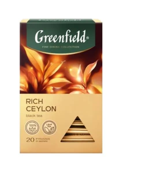 Greenfield Чай черный Rich Ceylon пирамидки,1.9г x 20шт, 38г