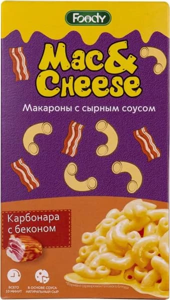 Макароны с сырным соусом Фуди карбонара с беконом Фуди кор, 143 г