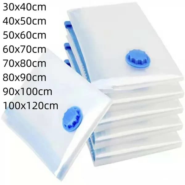 Вакуумные пакеты для хранения полотенец, тканей и одеял с клапаном, прозрачные, складные, компактные, для путешествий, с застежкой-молнией.