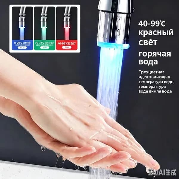 Сенсорная насадка на кран с LED подсветкой, серебристый