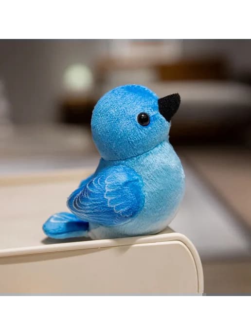 Плюшевые птицы в пне 10 см Синий, 10cm blue