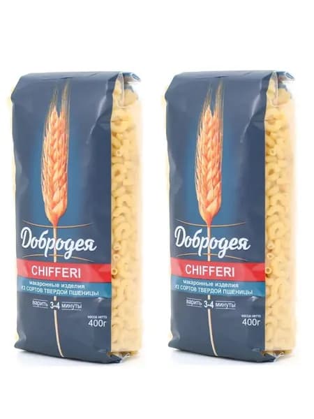 Добродея Макаронные изделия Рожки Chifferi, 400 гр, 2 уп