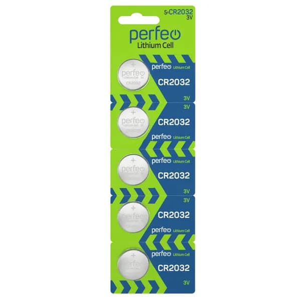 Батарейки Perfeo CR2032 Lithium Cell литиевые дисковые, 5шт, 3V