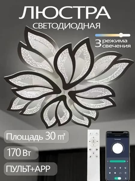 Люстра потолочная в зал с пультом 170 Вт