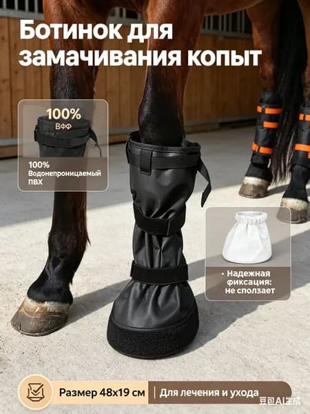 Ботинок для замачивания копыт лошади 48х19см, сумка для лечения ног и копыт, ветеринарный мешок для ухода за лошадьми