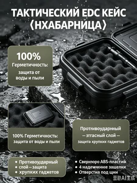 Кейс EDC тактический водонепроницаемый, ударопрочный герметичный контейнер для выживания - защитный бокс хабарница для инструментов и гаджетов, черный малый M