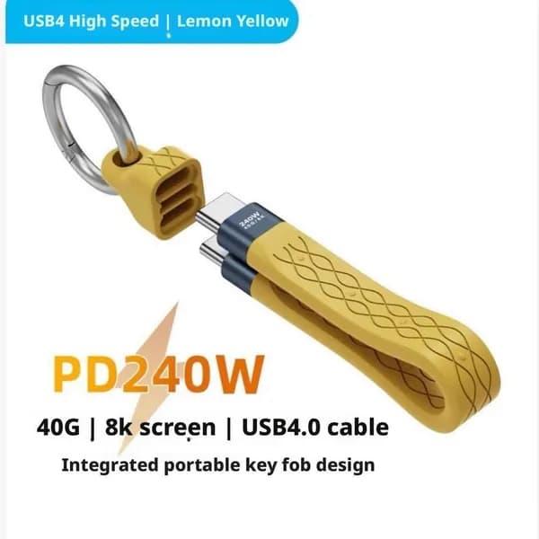 Брелок 240 Вт 40 Гбит/с USB4 короткий USB C - USB C кабель для быстрой зарядки Type C передачи данных 8K удлинительный кабель для передачи данных