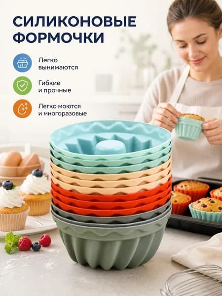 Форма для выпечки, Круглая, 6.5 см, 12 шт