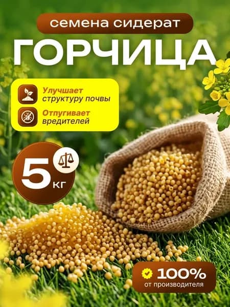 Горчица семена Сидерат для посева 5кг