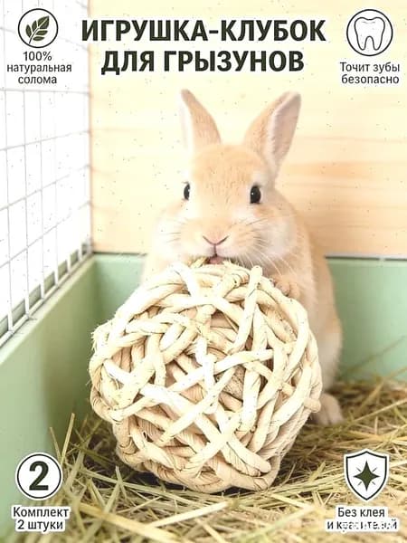 Травяной шар для грызунов 2 шт., игрушка-лакомство из тимофеевки, шар для сточки зубов, натуральная погрызушка для кролика и морской свинки, сено