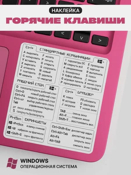 Наклейка на ноутбук горячие клавиши Windows