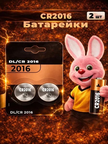 Батарейка CR2016, Li (литиевый) тип, 250 мА•ч, 2 шт