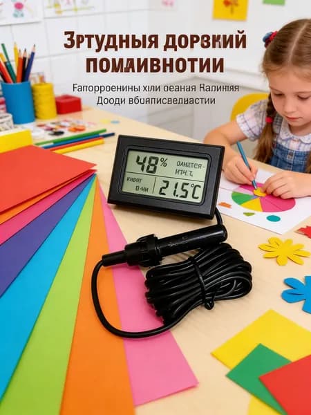 Гигрометр термометр электронный с выносным датчиком, измерение температуры и влажности воздуха, ЖК-дисплей, для дома, офиса, теплицы, инкубатора, бытовой метеостанция