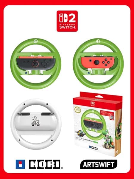 Hori Руль Mario Kart World Крепление к колесу для Nintendo Switch 2 (Yoshi)