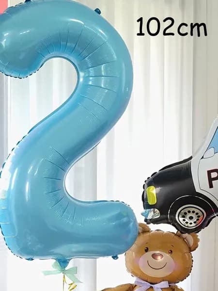 Воздушные шары из фольги Baby Blue Big Number, 1шт,102 см