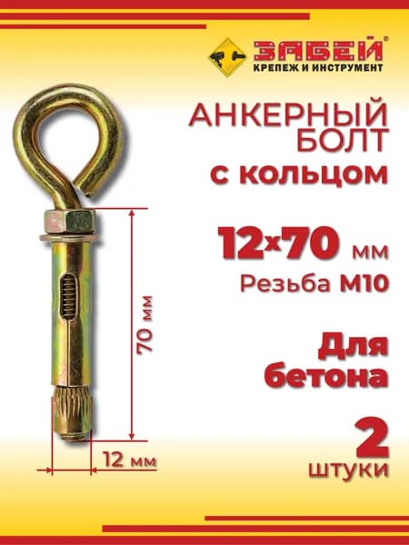 Анкерный болт с кольцом 12 х 70 мм, 2 шт
