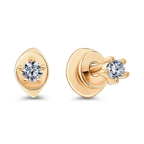 Серьги женские с фианитами из красного золота 585 пробы 585GOLD