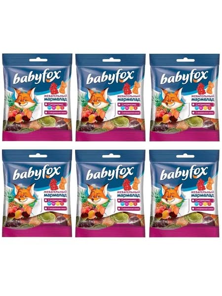 BabyFox Жевательный мармелад с соком ягод и фруктов, 30 гр, 6 уп